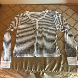 Grey and White Pajama Long Sleeve Top